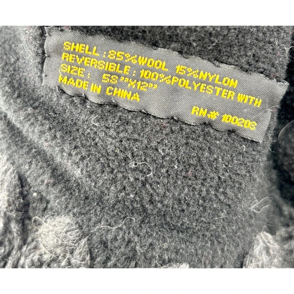 Woolrich Reversible Wool Blend Fleece Lined Scarf Charcoal Gray‎ Tassel 58x12